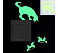 Autocollant chat phosphorescent pour chambre d'enfant, décoration murale, dessin animé, pour téléphone, voiture, salle de bain, toilettes~00556