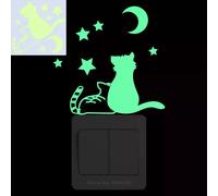 Autocollant chat phosphorescent pour chambre d'enfant, décoration murale, dessin animé, pour téléphone, voiture, salle de bain, toilettes~00557