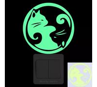 Autocollant chat phosphorescent pour chambre d'enfant, décoration murale, dessin animé, pour téléphone, voiture, salle de bain, toilettes~00573