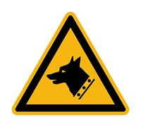 Autocollant Danger Warning Avertissement NF ISO7010 - Sticker Adhésif Signalétique Triangulaire Laminé Plastifié Résistant à l'eau et aux UV - Chien de Garde - 35x35 cm