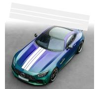 Autocollant De Bande De Capot De Voiture, Universels Auto Racing Body Side Stripe Decal Jupe De Toit De Capot Pare-Chocs Stripe Vinyle Modifié Decal Décoration pour Voitures SUV véhicules,Blanc