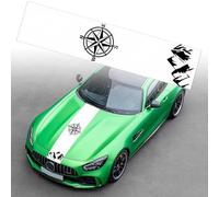 Autocollant De Bande De Capot De Voiture, Universels Auto Racing Body Side Stripe Decal Jupe De Toit De Capot Pare-Chocs Stripe Decal Vinyle Modifié Décoration pour Voitures SUV véhicules,Blanc