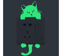 Autocollant De Chat De Dessin Animéé Lueur Dans La Nuit, Autocollant De Commutateur Lumineux, Autocollant Féerique Fluorescent, Décoration De Chambre D'enfant, 1 Pièce