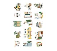 Autocollant de dessin animé coloré 30 feuilles autocollant décoratif en PET imperméable pour Scrapbooking Journal Album coque de téléphone ordinateur portable transferts de décoration