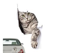 Autocollant de fissure de voiture de chat,autocollant de voiture de chat 3D | Décalcomanie de fenêtre animale réaliste 3D,Autocollant mural d'animaux de protection solaire imperméable pour fenêtre de