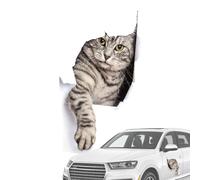 Autocollant de fissure de voiture de chat,autocollant de voiture de chat 3D,Décalcomanie de fenêtre animale réaliste 3D - Autocollant mural d'animaux de protection solaire imperméable pour fenêtre de