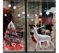 Autocollant de Noël Fenêtre,Autocollant de Noël Décoration,PVC Autocollants Vitre Stickers,Sapin de Noël et wapiti