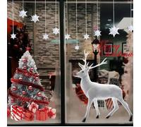 Autocollant de Noël Fenêtre,Autocollant de Noël Décoration,PVC Autocollants Vitre Stickers,Sapin de Noël et wapiti