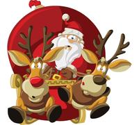Autocollant de Noël : le Père Noël au galop avec ses rennes – Autocollant de Noël – Décoration de Noël – 110 x 105 cm