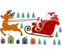 Autocollant de Noël : le Père Noël en plein vol – Autocollant de Noël – Décoration de Noël – 120 x 195 cm