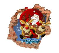 Autocollant de Noël Mural PVC 3D, Décor Festif Amovible pour fêtes | Motif Père Noël Réaliste, Couleurs Saturées, Pose sur Murs ou Verre, Ambiance Noël pour Familles et Organisateurs