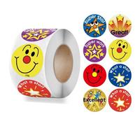 Autocollant De Récompense Pour Enfants, 500 Pièces/Rouleau, 1 Pouce, Étiquettes De Récompense, Motif Étoile, Kawaii, Fournitures Pour Enseignants