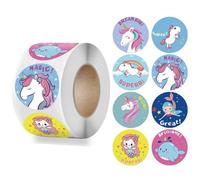 Autocollant De Récompense Pour Enfants, Motif Animal Licorne Sirène Mignon, 100 À 1000 Pièces, 1 Pouce, 8 Modèles, Fournitures Scolaires Pour Enseignants