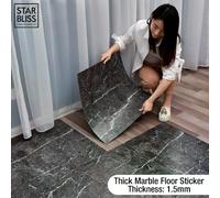 Autocollant de sol en carrelage de marbre épais imitation imperméable en PVC auto-adhésif pour salon, toilettes, cuisine, décoration murale~000889