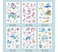 Autocollant De Tatouage D'animaux Marins, 10 Feuilles, Faux Tatouage Flash, Imperméable, Petit Art Corporel, Décoration De Fête Pour Enfants