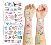 Autocollant de tatouage d'animaux marins, 10 feuilles, faux tatouage temporaire, bras, mains, corps 10pcs