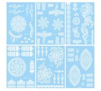Autocollant de Tatouage Henné Blanc 6 Feuilles Autocollants Temporaires Blanc pour les Mains Faux Tatouage Ephemere Mandala Fleur Tatouage Autocollant Pour Femmes Festival Vêtements Accessoires