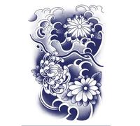 Autocollant de tatouage semi-permanent - Water-Water-Water-Art Body Art - Design de tatouage fin avec un aspect naturel, autocollants faciles à attaquer pour les fêtes et les célébrations de famille