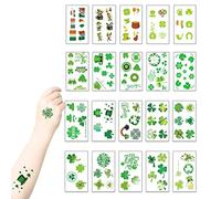 Autocollant de tatouage temporaire de la Saint-Patrick tatouage Shamrock irlandais pour le décor la Saint-Patrick 20 feuilles tatouages temporaires Shamrock
