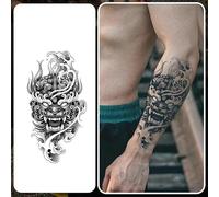Autocollant de tatouage temporaire imperméable à l'eau de masque de démon, imperméable à l'eau longue durée pendant 1 à 2 semaines, faux tatouage semi-permanent réaliste(HY042)