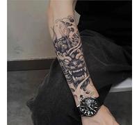 Autocollant de tatouage temporaire imperméable à l'eau de masque de démon, imperméable à l'eau longue durée pendant 1 à 2 semaines, faux tatouage semi-permanent réaliste(HY042-2Pcs)