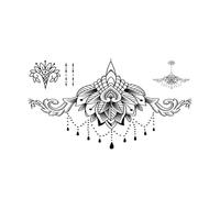 Autocollant De Tatouage Temporaire Imperméable De Mandala De Poitrine De Taille De Corps Pour Des Femmes