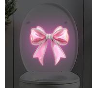 Autocollant de WC, phosphorescent, nœud rose foncé, imperméable, autocollant de décoration de salle de bain pour siège de toilette