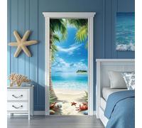 Autocollant décoratif 80x200 cm, motif été/plage, adhésif, en PVC