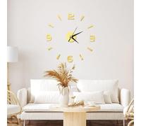 Autocollant d'horloge Murale,décor de Montre de Miroir Acrylique de 1 mm, Autocollants d'horloge Murale sans Cadre, Horloge Murale de Bricolage, Convient pour le salon, la chambre, la cuisine(Or)