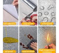 Autocollant en feuille d'aluminium pour évier de cuisine, papier peint résistant à la chaleur, à l'huile et à l'eau, texture peau d'orange, doublure auto-adhésive, convient pour les tiroirs, les évier