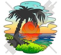 Autocollant en vinyle Motif vacances exotiques/coucher de soleil tropical avec palmier 140 mm