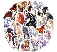 Autocollant Enfant 50 Pcs Chevaux Stickers Cool Autocollant Recompense Enfa | Impermeable Vinyle Stickers pour Bouteille, Scrapbooking, Journaling, Ordinateur Portable, Skateboard, Trotinette, Laptop etc