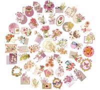 Autocollant Fleurs Scrapbooking, 50 PCS Rétro Stickers Aesthetic, Imperméables Autocollant Scrapbooking en PET Transparent, DIY Stickers Scrapbooking, pour les Agendas, les Albums Photo