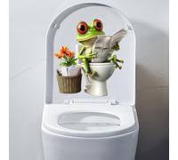 Autocollant imperméable pour abattant de toilettes, motif grenouille orang-outan mignon pour toilettes, salle de bain (grenouille)