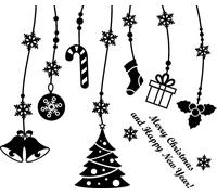 Autocollant « Joyeux Noël et bonne année » – 90 x 115 cm – Vert – Autocollant de Noël – Décoration de Noël