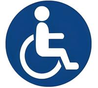Autocollant logo Handicapé rond fond bleu Hancicap Handicaped Mobilité réduite stickers adhésif Taille : 12 cm