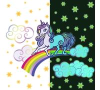 Autocollant lumineux – Licorne sur arc-en-ciel – Autocollant fluorescent pour mur ou plafond pour enfants – 90 x 120 cm