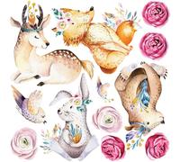 Autocollant mural – Animaux et roses des bois – Fond transparent – 60 x 60 cm