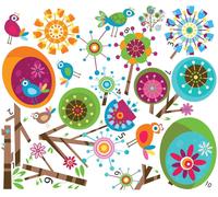 Autocollant mural – ARBRE COLORÉ POUR ENFANTS – fond transparent autocollant – 90 x 105 cm