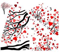 Autocollant mural – Arbre en forme de cœur – Fond transparent – 70 x 85 cm