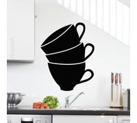 Autocollant mural ardoise, ensemble de tasses, 55x45 cm