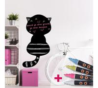 Autocollant mural ardoise, motif chat, 195x105 cm + 4 crayons de craie