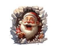 Autocollant Mural Créatif Du Père Noël,Santa Claus Wall Smashing Wall Sticker,Autocollant Mural de Noël 3D,Sticker pour fenêtre de oël,faciles à décoller et à coller (C)