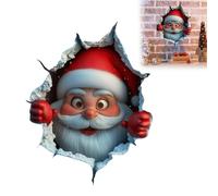 Autocollant Mural Créatif Du Père Noël,Santa Claus Wall Smashing Wall Sticker,Autocollant Mural de Noël 3D,Sticker pour fenêtre de oël,faciles à décoller et à coller (A)