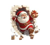Autocollant Mural Créatif Du Père Noël,Santa Claus Wall Smashing Wall Sticker,Autocollant Mural de Noël 3D,Sticker pour fenêtre de oël,faciles à décoller et à coller (B)