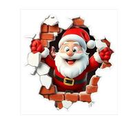 Autocollant Mural Créatif Du Père Noël,Santa Claus Wall Smashing Wall Sticker,Autocollant Mural de Noël 3D,Sticker pour fenêtre de oël,faciles à décoller et à coller (G)