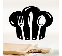 Autocollant mural de cuisine en forme de toque de chef - Décoration d'intérieur - Pour chambre d'enfant - Citations « Bon appétit » - En vinyle - Accessoire de décoration pour chambre à coucher -