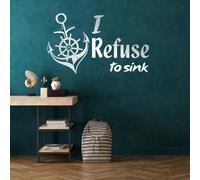 Autocollant mural Decords – Ancre avec la phrase « Je refuse de couler », dimensions 300 x 178 cm