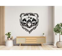Autocollant mural Decords – Carte de Wyoming avec ours et montagnes, 340 x 340 cm