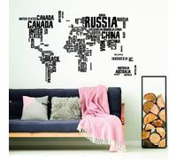 Autocollant mural Decords – Carte du monde avec noms des pays, 500 x 277 cm
